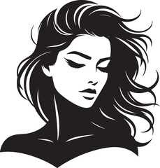 Woman beauty face silhouette vector illustration on transparent background