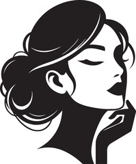 Woman beauty face silhouette vector illustration on transparent background