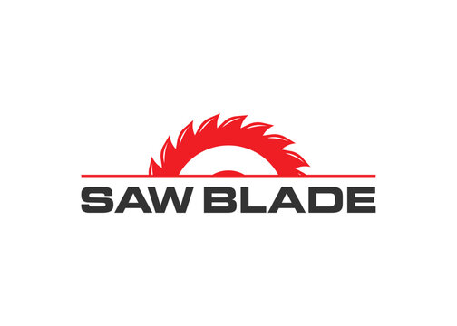 Minimal and professional Saw blade logo design template. Simple woodworking logo
