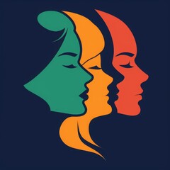 Colorful silhouettes of a diverse and multicultural community. Illustration of a multi-ethnic group of people, portraits in simple colors
