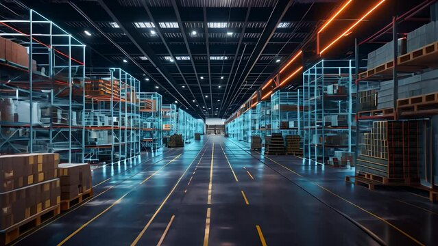 Modern warehouse management with this cutting-edge visualization of the digitalization process, showcasing efficiency, Technology integration and modern logistics	