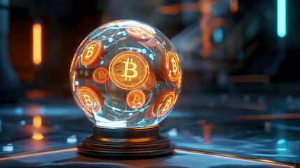 Fototapeta premium Crystal Ball of Cryptocurrency: Predicting the Future Market Trends