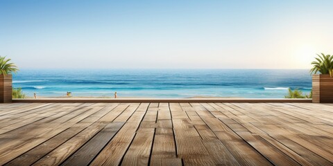 Fototapeta premium Wooden Deck with Ocean View