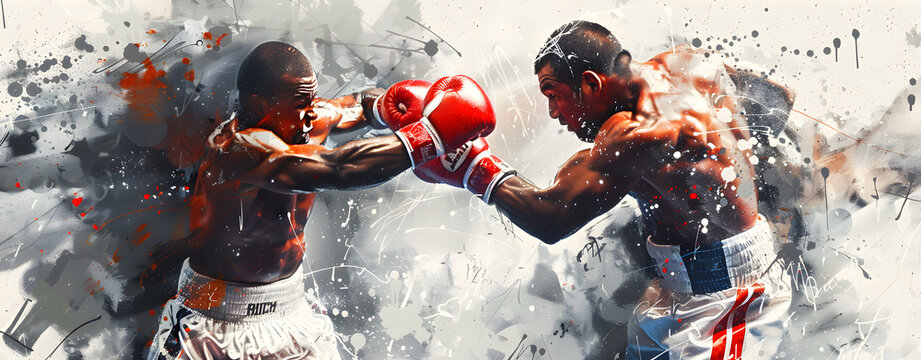 Two boxer fighting aggressively horizontal boxing banner boxing poster boxing background fighting banner fighting poster fighting background