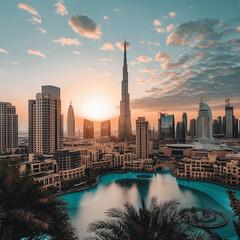 United Arab Emirates skyline daytime beautiful shot