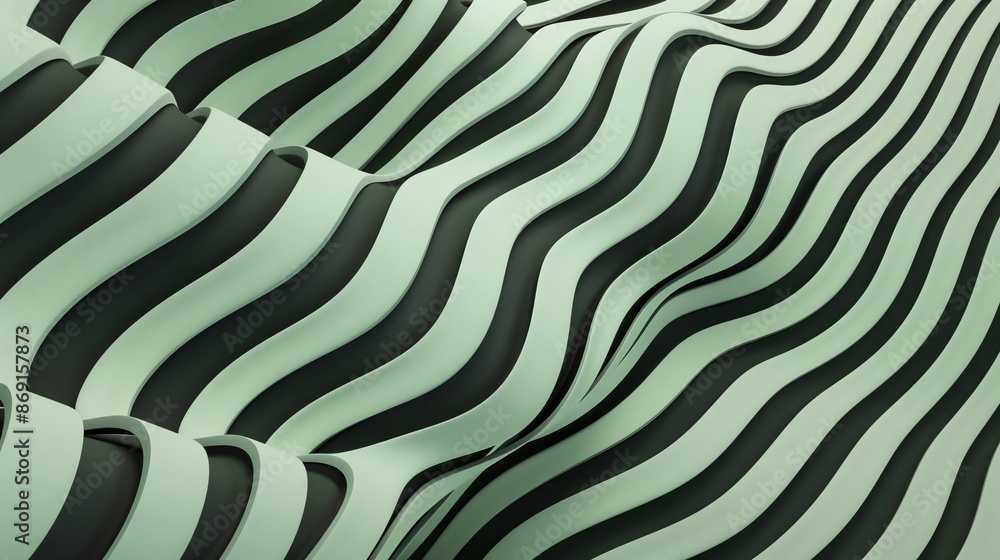 Poster looping 3d animated background with light green and black patterns, ideal for modern multimedia proj