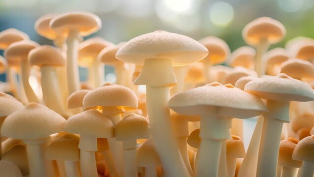 Sustainable solutions for urban agriculture. The impact of vertical farming and hydroponic technology. Organic mushrooms growing on modern mushroom farm with smart technologies. high - tech greenhouse