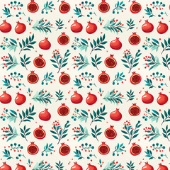 Illustration of an pomegranate as a pattern. Created with generative AI