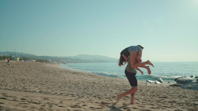 Romantic couple having fun on the beach