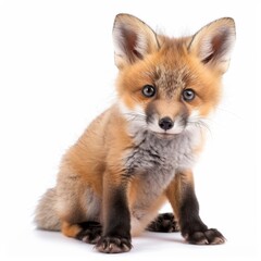 Fototapeta premium baby fox isolated on white background, high quality 32k