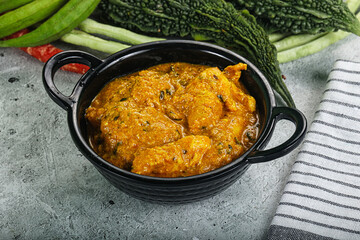 Spicy chicken masala in the bowl