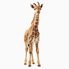 baby giraffe isolated on white background, high quality 