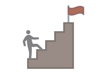 Persona subiendo escalera hacia la meta