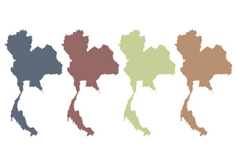 Mapa de Tailandia de color azul, rojo, verde y naranja © Gabrieuskal