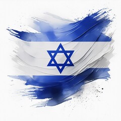 Abstract Israel flag with paint brush strokes, isolated on a white or transparent background.