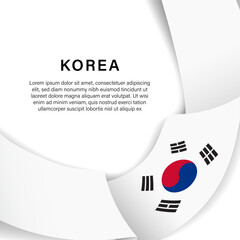 South Korea textile waving flag ribbon Banner Template Background, peace, independence day, News Report, Square Banner