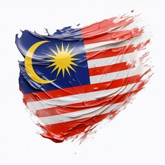 Abstract Malaysia flag with paint brush strokes, isolated on a white or transparent background.