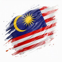 Abstract Malaysia flag with paint brush strokes, isolated on a white or transparent background.