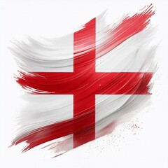 Abstract England flag with paint brush strokes, isolated on a white or transparent background in PNG format.