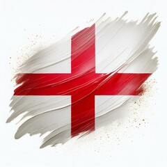 Abstract England flag with paint brush strokes, isolated on a white or transparent background in PNG format.
