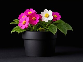 Focused flower pot in dark