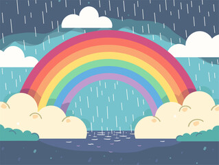 Resilient Spirit Prevailing After Storm's Fury: A Vibrant Rainbow of Triumph Emerges