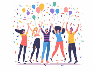 Animated Collective Celebration: Joyful Group's Triumphant Moment