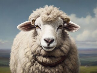 Fototapeta premium A goat looking straight in garden