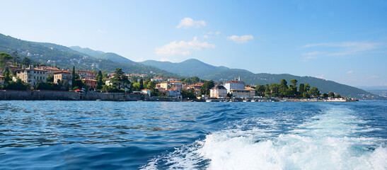 Fototapeta premium view from boat trip to coastal landscape Opatija, Kvarner Bucht croatia