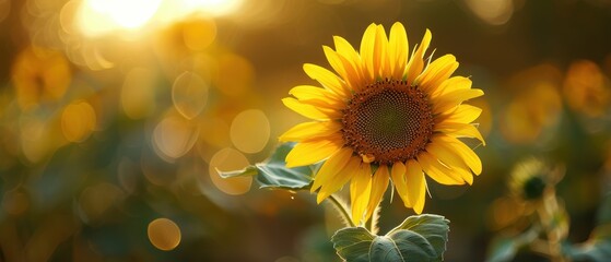 Naklejka premium Vibrant Sunflower in Sharp Focus Against Blurred Cactus Background in Desert Setting