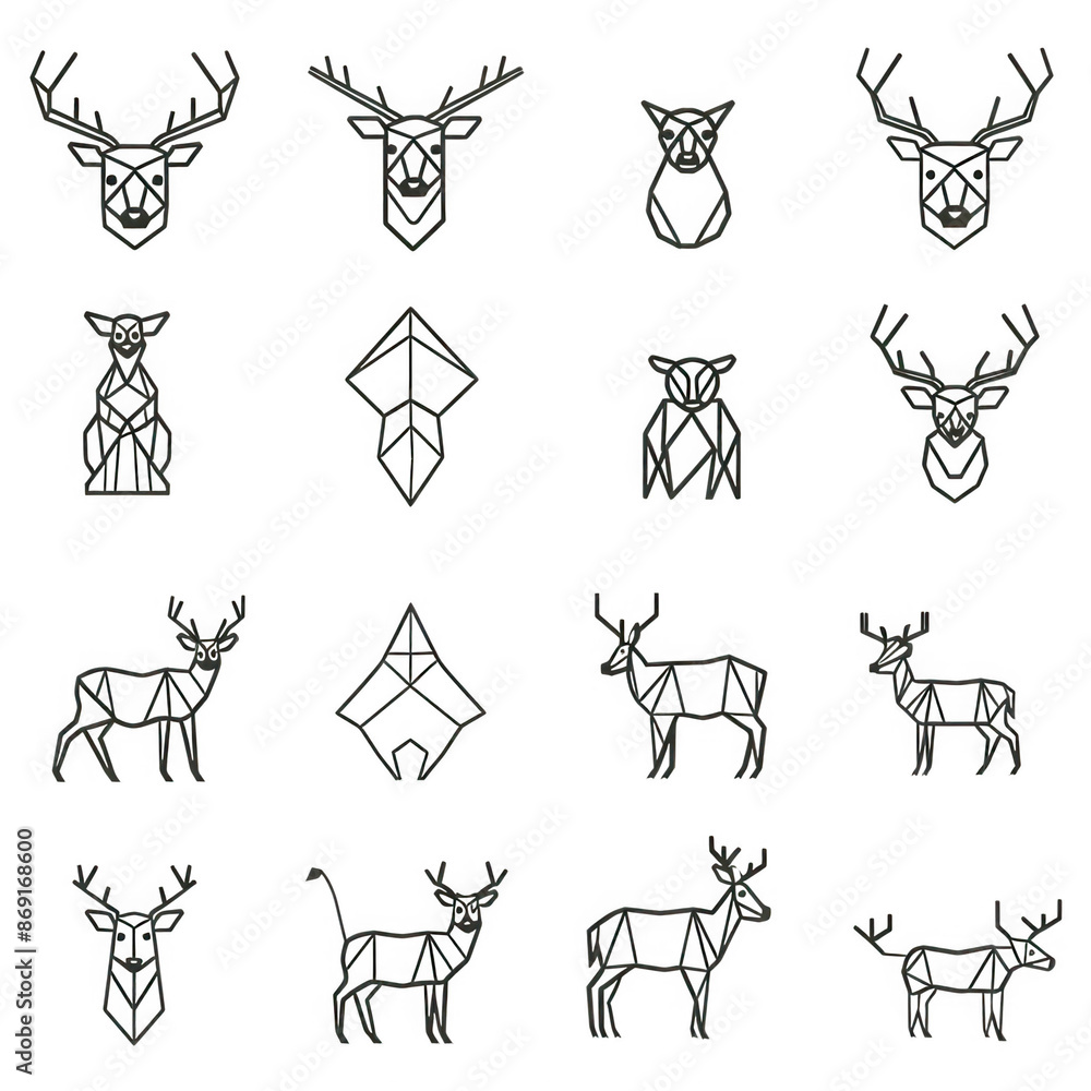 Poster minimalist icons in monochrome on a white background for clean and simple design needs.