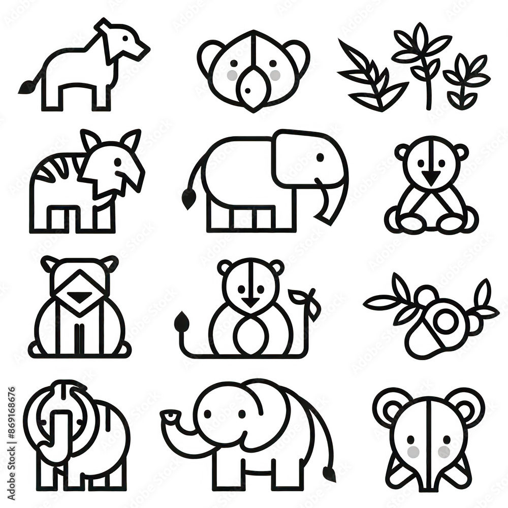 Poster minimalist icons in monochrome on a white background create a sleek and uncomplicated aesthetic for 
