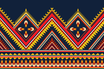 Abstract ethnic Aztec art. Geometric seamless pattern in tribal. Border decoration. Design for background, wallpaper, vector illustration, fabric, clothing, carpet, textile, batik, embroidery.