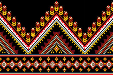 Abstract ethnic Aztec art. Geometric seamless pattern in tribal. Border decoration. Design for background, wallpaper, vector illustration, fabric, clothing, carpet, textile, batik, embroidery.