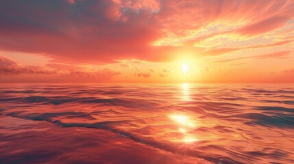 Obraz premium A captivating sunset over the ocean, with warm orange and pink hues reflecting on the water. Generative AI