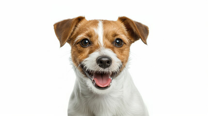 Pure youth crazy. English cocker spaniel young dog is posing. Cute playful white-braun doggy or pet is playing and looking happy isolated on white background. Concept of motion, action, movement.