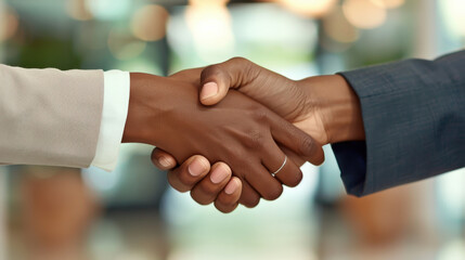 Business Handshake in Office Setting