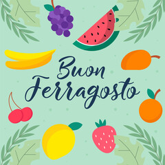 Buon Ferragosto italia summer festival illustration