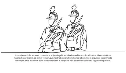 Continuous one line design of french army. Minimalist style vector illustration on white background.