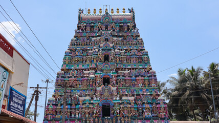 Gopuram of Thirunageswaram Nagnatha Swami Temple, Thirunageswaram, Tamil Nadu, India.