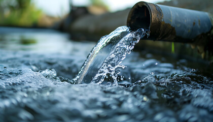 Pure Water Technology - Innovative Solution for Clean Drinking and Industrial Use | Abstract Background of Water Flowing from Well to Pipelines