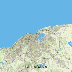 Fototapeta premium La Habana, Cuba map poster art