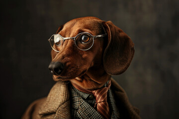 Obraz premium AI generated image of dog chief wearing suit in office