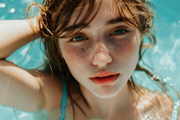 Generated with AI photo image of young lovely woman in bodysuit promoting summer collection