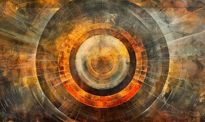 Abstract Rusty Circles with Grid Pattern