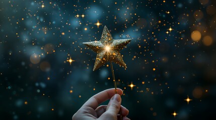 Hand Holding Sparkling Star Wand