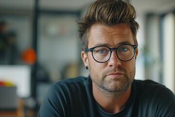 Serious Man in Glasses