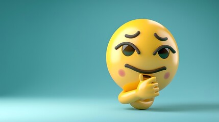 "Glowing, shiny emoji balls with various facial expressions on a white and yellow background, small hearts decorating the border, and ample text copy space for your message, creating a cheerful scene 