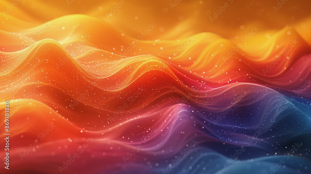 Poster Blue abstract fractal backdrop with flowing curves in a wave-like pattern