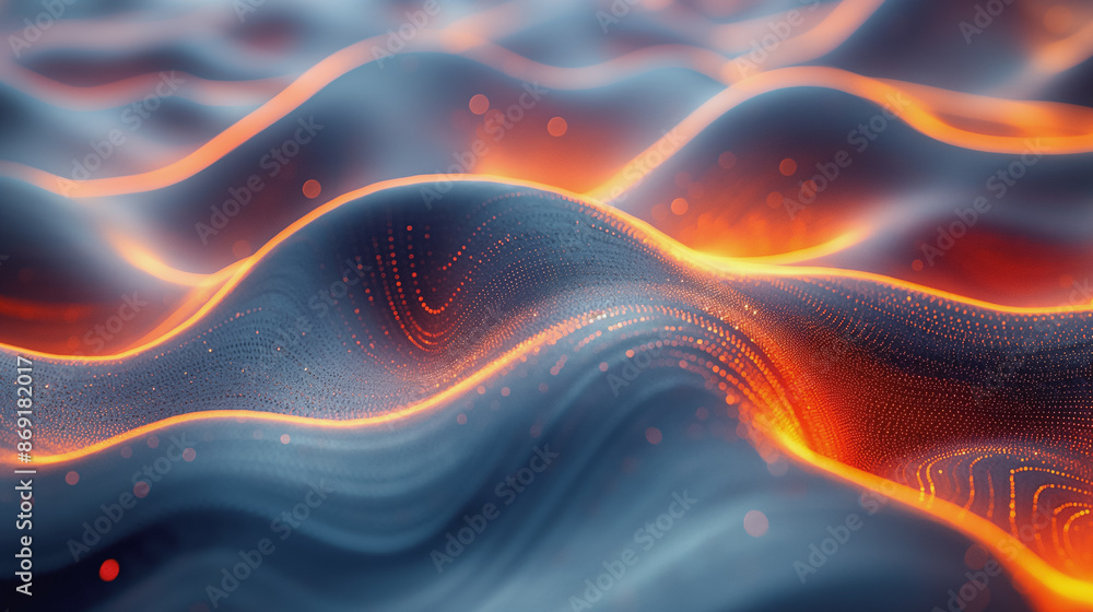 Poster abstract fiery red and orange swirls with a wave-like motion on a black background